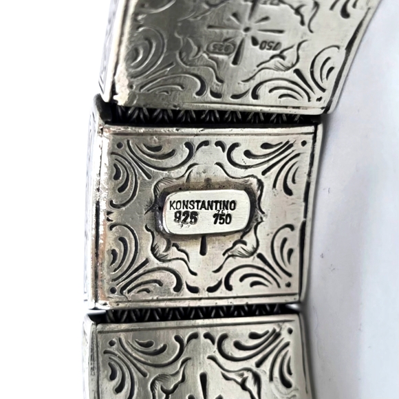 Konstantino Silver and Gold Ornate Bracelet with Gemstone Accents - Picture 10 of 14